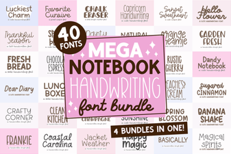 Mega Notebook Handwriting Bundle Font for Script Design Projects